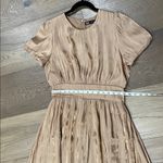 ZARA Copper Satin Midi Dress Gold Shiny Fit And Flare Short Puff Sleeves Large Photo 12