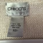 Chico's  100% Linen Plunging V-Neck Tunic Sweater Ivory/Beige Heather Size 1 Photo 6