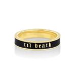 Til Death Black Bridal Band Gold Lettering Statement Ring Size 6 NWT Photo 2