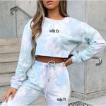 White Fox Boutique  Tie Dye Cropped Sweatshirt in Pink Green Multi Size Small Photo 0