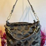 Coach  Signature Op Art Lurex Brooke Olive and Gold Hobo Bag Photo 1