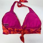 Surf Style  Pink Coral Floral Halter Bikini Swim Bathing Suit Top Women's Medium Photo 4