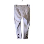 Apana Women's Cropped Capri Leggings Sz Small White Purple Hue Criss-Cross Hem # Photo 2