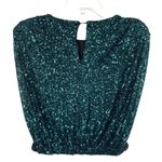 DO+BE Sequin Jewel Green Shoulder Pad Tank Top Photo 8