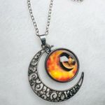SILVER Color Space Galaxy Planet Sun Necklace for Women Photo 1