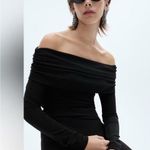 Mango  Glitter Off the Shoulder Top XL Black Photo 0