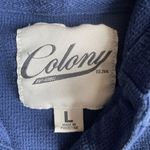 Dry Goods Colony  Notre‎ Dame Large Blue Henley Knit Hooded Sweater Lightweight Photo 3