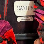 Saylor BECK ABSTRACT RED ORANGE PURPLE FLORAL RUFFLE MOCK NECK BLOUSE SIZE XS Photo 7