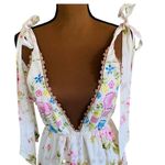 2seeyou White Floral Embroidered Deep V Neck Elastic Waist Maxi Dress Size Small Photo 1