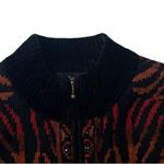 Vintage Icelandic Design Wool Blend Zip Up Lined Sweater Jacket Womens Black S Photo 1