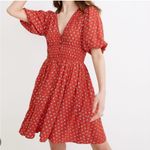 Madewell  Red Dress with White Floral Pattern Photo 3