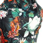SheIn Tropical Floral Racerback Crop Top Large Black Photo 5