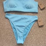 Nike Women’s Swim 2 Piece Light Blue Bikini Matching Swim Set Sz L NWT Photo 2