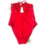 Good American  Leilani Halter Plunging One Piece
Swimsuit In Bright Poppy Photo 5