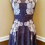 Maggy London Black Ivory Lace Print Fit & Flare ModCloth Dress by  Whimsigoth Photo 0