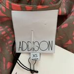 Addison Shirt Women XS Brown‎ Orange Geometric Silk Batwing Blouse Boho Hippie Brown Photo 6