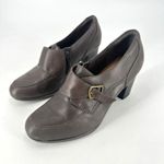 Clarks Collection Women's Leather Block Heel Side Zip Pumps Heels Taupe Size 8M Photo 1