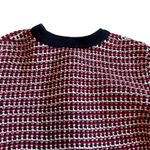 Talbots  Navy Red Cardigan Sweater Snap-Down Woven 100% Cotton Size Medium Womens Photo 6