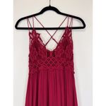 Free People Womens Slip Dress Red Adella Maxi Crochet Lace V Neck Flowy Small Photo 6