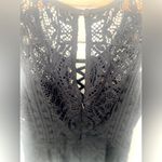 Nanette Lepore  Lace Crochet Top Sz 4 Corset Peplum Blouse Dark Romantic Feminine Photo 9