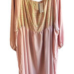 WBQ Womens Pink‎ Plaid Size XXXL Dress Long Sleeve Square Neck Midi NWT Pink Photo 0