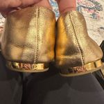 Coach CHRISANN Metallic Goldtone Ballet Flats floral round toe leather 7 Photo 8