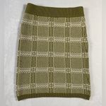 Lulus Lulu’s Skirt Olive Green/Ivory Plaid Sweater Mini Skirt Size Small Photo 3