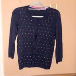 Talbots charming button front cardigan polka dots navy blue size XS Photo 1
