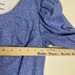 Vtg Alphorn Dress Womens Medium Floral Button Front Puff Sleeve Germany 80s Blue Photo 5