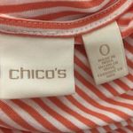 Chico's Chico’s Pink White Stripe SS Sharks-Tooth Tee Sz S Photo 3