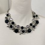 NY Black & White Facetted Rhinestone Statement Bib Necklace Photo 0