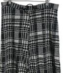 ZARA  Trafaluc Women Sz L Pants Black Knit Plaid Pull On Buckle Modern Wide Leg Photo 1