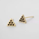 Boutique NEW‎ | Petite 18k Gold Triangle Black Pave Diamond Earrings Photo 4