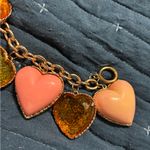 Betsey Johnson VINTAGE  Chunky PINK LUCITE Heart Puffy Huge Heart Bracelet Rare Photo 4