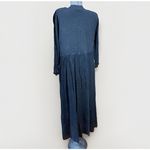 VTG J Gee India Black Crinkle Rayon Embroidered Maxi Dress L Boho Cottagecore Size L Photo 3