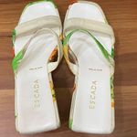 ESCADA White Floral Tropical Beach Wedge Sandals Size 35 1/2 (6 Photo 3