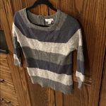 Kenar  Striped Blue Gray Angora rabbit Hair Sweater Soft 3/4 sleeve XS Photo 1