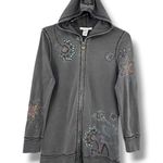 Vertigo Paris  jacket women's L embroidered hooded sweatshirt full zip boho Y2K Photo 0