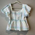 Old Navy Puff-Sleeve Smocked Seersucker Babydoll Swing Blouse Women XL Photo 7