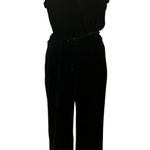 Bella Dahl  Black Velvet Flutter Sleeve Wide Leg Jumpsuit Size Small Photo 6