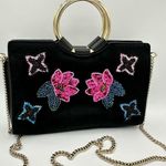 Henri Bendel Marquis Mini Haircalf Floral Appliqué Satchel Sequin Beaded Photo 1
