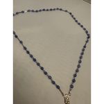 Blue Beaded Rosary Necklace Crucifix and Mary Centerpiece Christian Catholic Photo 6