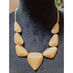 Women's Statement Geometric Cream Resin Bib Necklace With Lobster Clasp Chain Yellow Photo 1