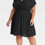 Ava & Viv Womens Classic Black Twist Front V Neck Woven Dress - Sz 2X Photo 0