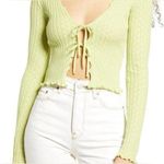 BDG Urban Outfitters  XS Lime Green Ribbed Tie-Front Top Photo 0