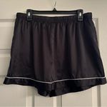 Elegant Black Satin Pajama Set with White Trim Size XXL Photo 3