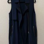Vince Laser Cut Trench Vest Zip Front, Navy, Size XS Photo 6
