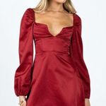 Princess Polly  Della Long Sleeve Mini Burgundy Dress Photo 0