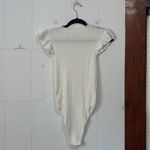 Wishlist  White Ribbed Ruffle Sleeve Bodysuit Size Small Photo 4