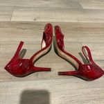 Kate Spade  croc embossed patent leather Mary Jane heels ankle strap red 7.5 Photo 3